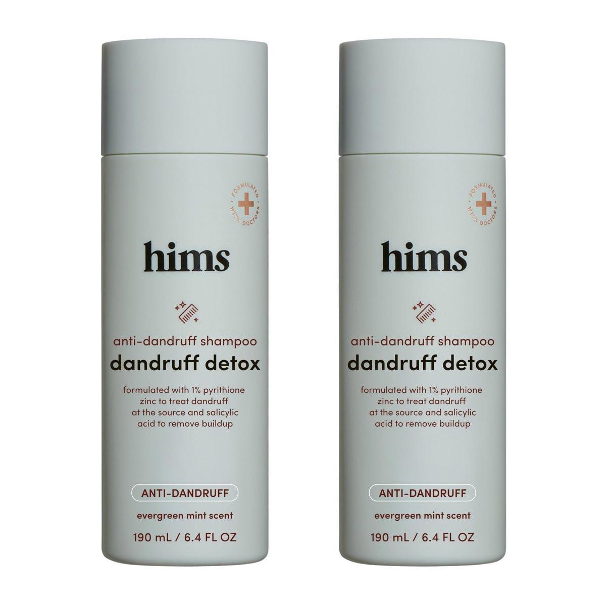 Hims Dandruff Detox Shampoo – Pyrithion Zink, Arganöl & Avocadoöl – Anti-Schuppen Shampoo für schuppige & juckende Kopfhaut – Sulfatfrei, Parabenfrei – Evergreen Minze Duft – 6,4 Fl Oz, 2er-Pack