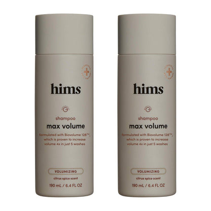 hims Max Volume Shampoo – Biovolume 128, Biotin & Reisprotein – Wurzelansatz-Lifting & Volumen-Shampoo – Parabenfrei, Sulfatfrei, Vegan – Citrus-Gewürz-Duft – 6,4 Fl Oz, 2er-Pack