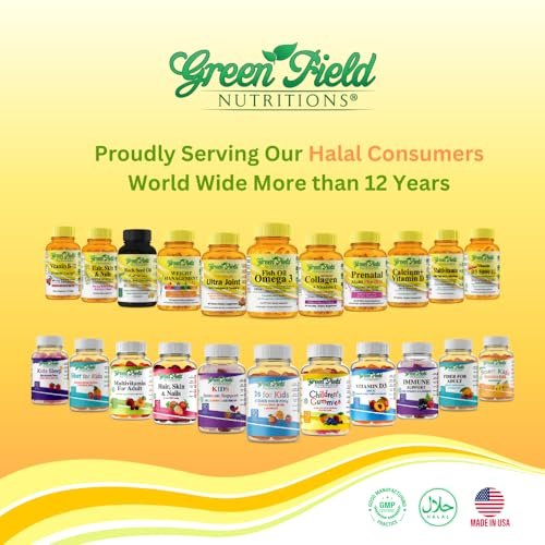 Greenfield Nutritions Halal Multivitamin für Frauen und Männer – 60 Gelatinefreie Multivitamintabletten mit 27+ Vitaminen und Mineralstoffen, A, B12, C, D3, Eisen und Zink – Unterstützt Immunsystem, Knochen und allgemeine Gesundheit