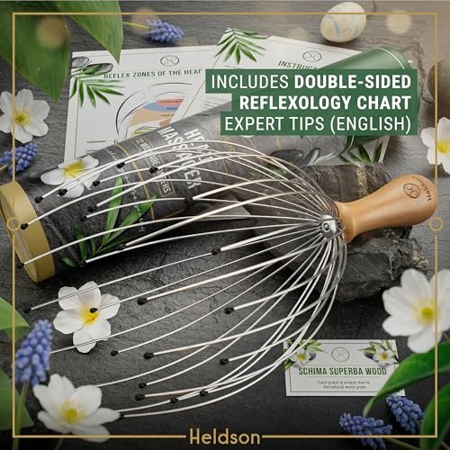 HELDSON® Premium Draht-Kopfmassagegerät – 32 Finger Oktopus-Kratzer – Stressabbau & Entspannung – Kopfhautmassagegerät – Geschenk für Männer & Frauen