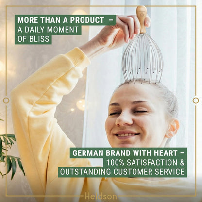 HELDSON® Premium Draht-Kopfmassagegerät – 32 Finger Oktopus-Kratzer – Stressabbau & Entspannung – Kopfhautmassagegerät – Geschenk für Männer & Frauen