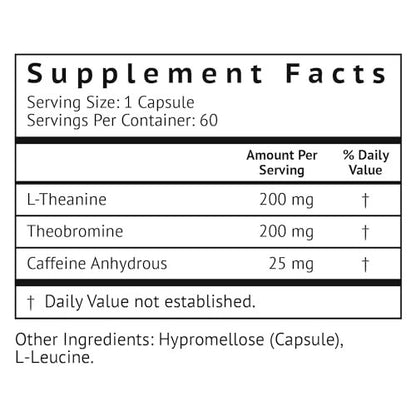 VitaMonk Low Dose Caffeine und Theanine – Mikrodosierung Koffein mit L-Theanin und Theobromin, 25 mg Koffein pro Kapsel, 60 Kapseln