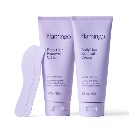 Flamingo Frauen Enthaarungscreme – 2er Pack (je 200 ml) – Sanfte Haarentfernung für Beine, Arme, Achseln, Bauch und Bikinizone
