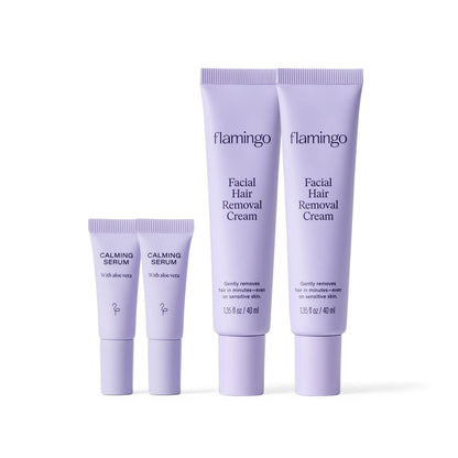 Flamingo Frauen Enthaarungscreme – 2er Pack (je 200 ml) – Sanfte Haarentfernung für Beine, Arme, Achseln, Bauch und Bikinizone