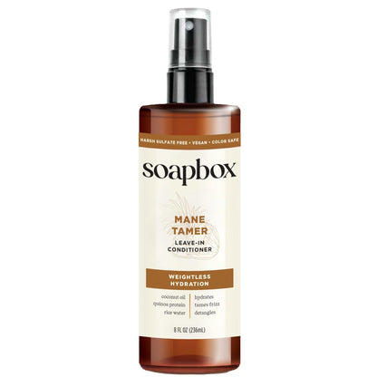 Soapbox Mane Tamer Leave-In Conditioner Spray – Frizz-Kontrolle, Feuchtigkeit & Glanz für trockenes, geschädigtes Haar – 237 ml