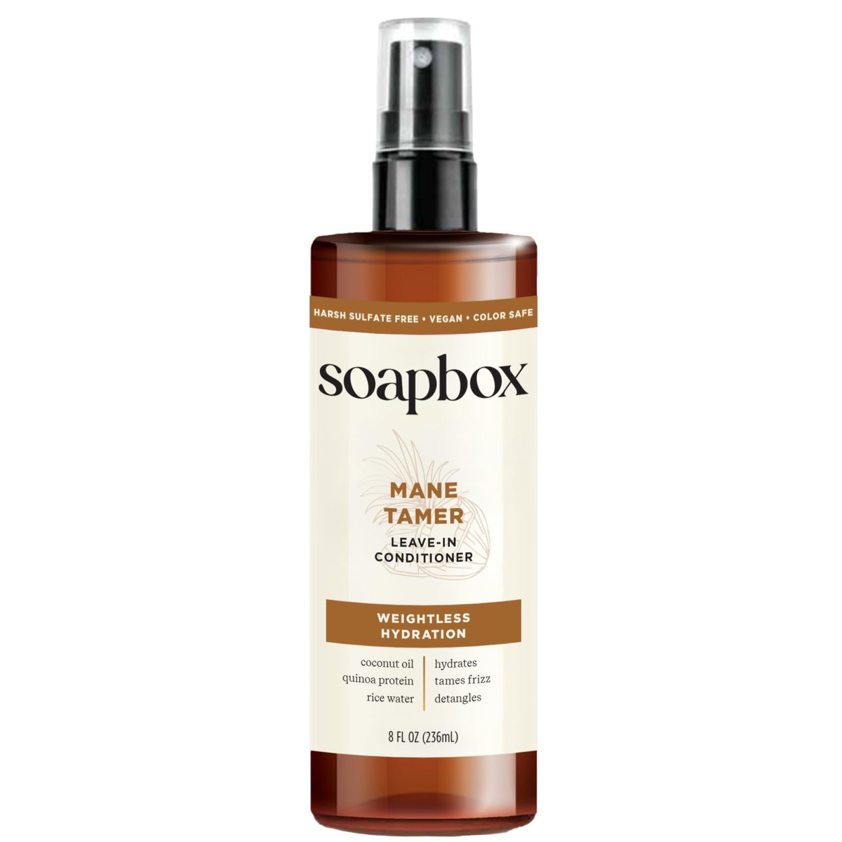Soapbox Mane Tamer Leave-In Conditioner Spray – Frizz-Kontrolle, Feuchtigkeit & Glanz für trockenes, geschädigtes Haar – 237 ml