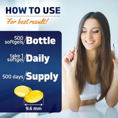 Vitamatic Vitamin D3 5000 IE (125 µg) – 500 Mini-Weichkapseln mit Olivenölbasis – Kaltgepresst – 500-Tage-Vorrat – Unterstützt Knochen-, Muskel- und Immunsystem – Ohne Gentechnik & Glutenfrei
