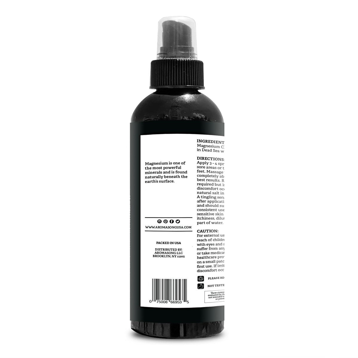 Aromasong Magnesium Spray – Extra Stark (23 mg pro Sprühstoß) 8 Oz – Reines Magnesiumöl für Beinbeschwerden und erholsamen Schlaf – Hergestellt in den USA