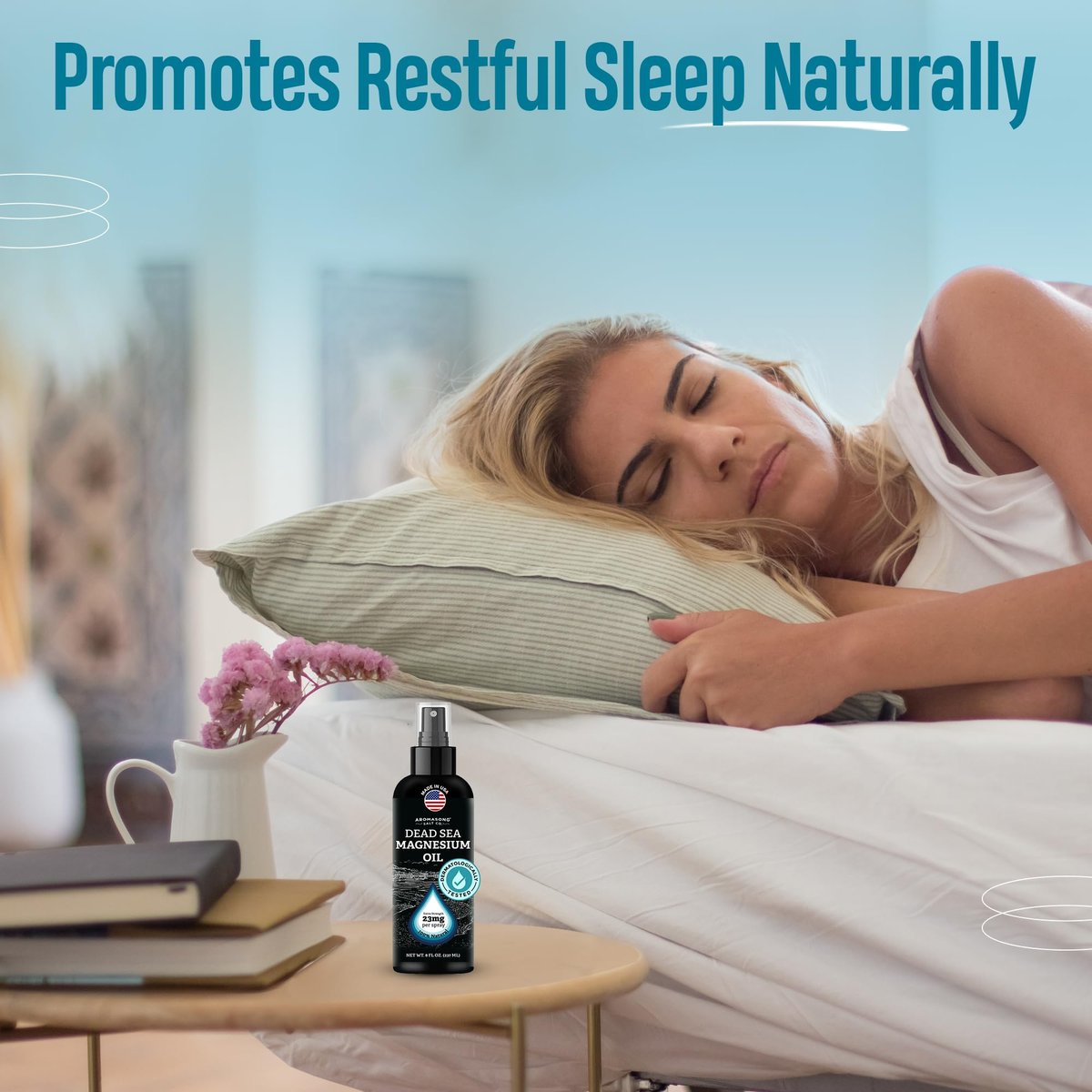 Aromasong Magnesium Spray – Extra Stark (23 mg pro Sprühstoß) 8 Oz – Reines Magnesiumöl für Beinbeschwerden und erholsamen Schlaf – Hergestellt in den USA