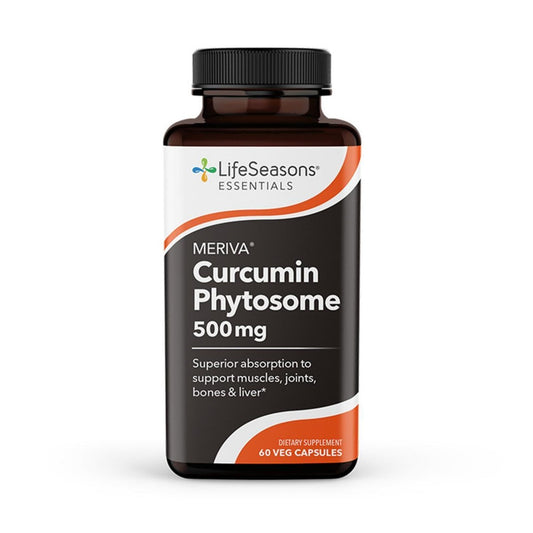 LifeSeasons Essentials Meriva Curcumin - Kurkuma Phytosom Komplex - Unterstützt Muskeln, Gelenke, Knochen & Leber - Fördert Durchblutung & Herzgesundheit - Lindert Steifheit & Schmerzen - 60 Kapseln
