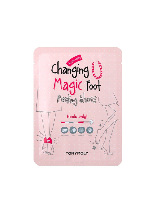 TONYMOLY Changing U Magic Foot Peeling Shoes – Peeling-Fußmaske mit AHA und Wassermelonenextrakt für trockene, rissige Fersen und Hornhautentfernung, Babyweiche Füße, 1 Paar