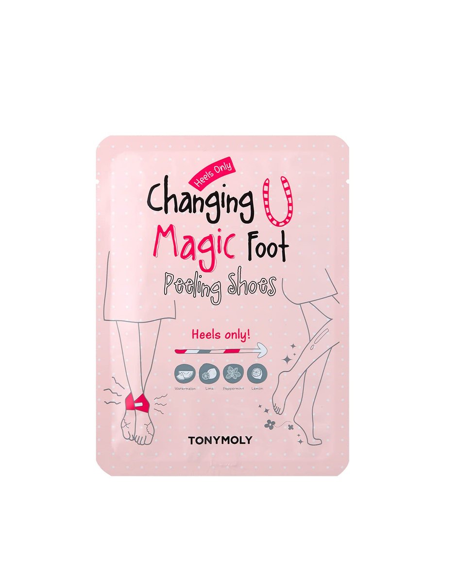 TONYMOLY Changing U Magic Foot Peeling Shoes – Peeling-Fußmaske mit AHA und Wassermelonenextrakt für trockene, rissige Fersen und Hornhautentfernung, Babyweiche Füße, 1 Paar