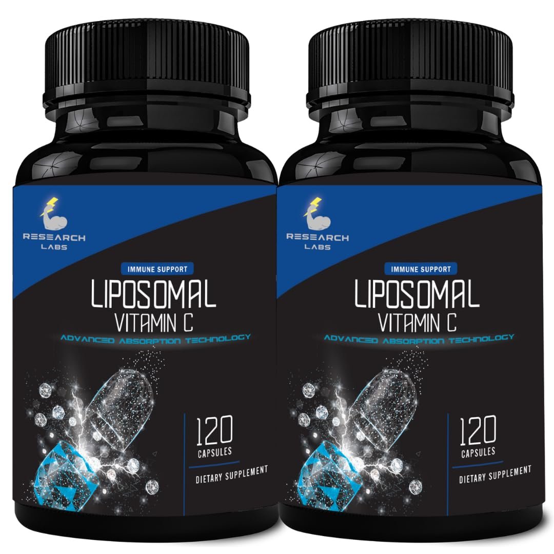 Research Labs Liposomales Vitamin C Supplement mit verbesserter Absorption LipoQuil-C™ | 2 für 1 – 240 Kapseln insgesamt Immununterstützung Kollagen-Booster | Hochdosiertes fettlösliches Vita C 1000 mg gepuffert | Non GMO