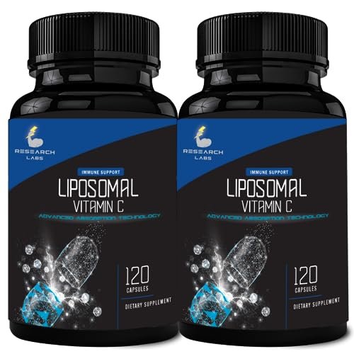 Research Labs Liposomales Vitamin C Supplement mit verbesserter Absorption LipoQuil-C™ | 2 für 1 – 240 Kapseln insgesamt Immununterstützung Kollagen-Booster | Hochdosiertes fettlösliches Vita C 1000 mg gepuffert | Non GMO
