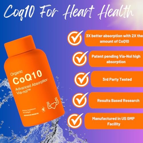 Advanced Bionetix CoQ10 200mg mit Schwarzem Pfeffer Extrakt – 90 Weichkapseln – Antioxidans, Herz-Kreislauf- & Gehirngesundheit, Energieproduktion, Bio, Glutenfrei