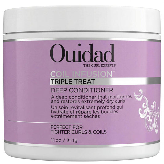 Ouidad Coil Infusion Triple Treat Deep Conditioner 11oz – Feuchtigkeitsmaske für 3C 4A 4B 4C Locken & krauses Haar | Ceramid-Reparatur mit schwarzem Rizinusöl, Avocado, Traubenkernöl | Stärkende Pflege