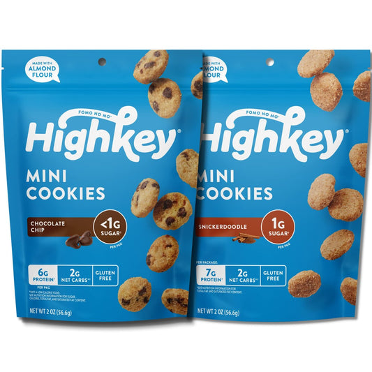 HIGHKEY Zuckerfreie Kekse Variety 2er-Pack – Keto-Snackpaket ohne Kohlenhydrate, Schokoladenkekse + Snickerdoodles, glutenfrei, diabetikerfreundlich, 2x113g