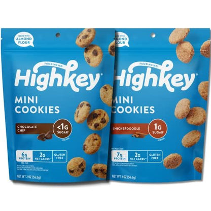 HIGHKEY Zuckerfreie Kekse Variety 2er-Pack – Keto-Snackpaket ohne Kohlenhydrate, Schokoladenkekse + Snickerdoodles, glutenfrei, diabetikerfreundlich, 2x113g