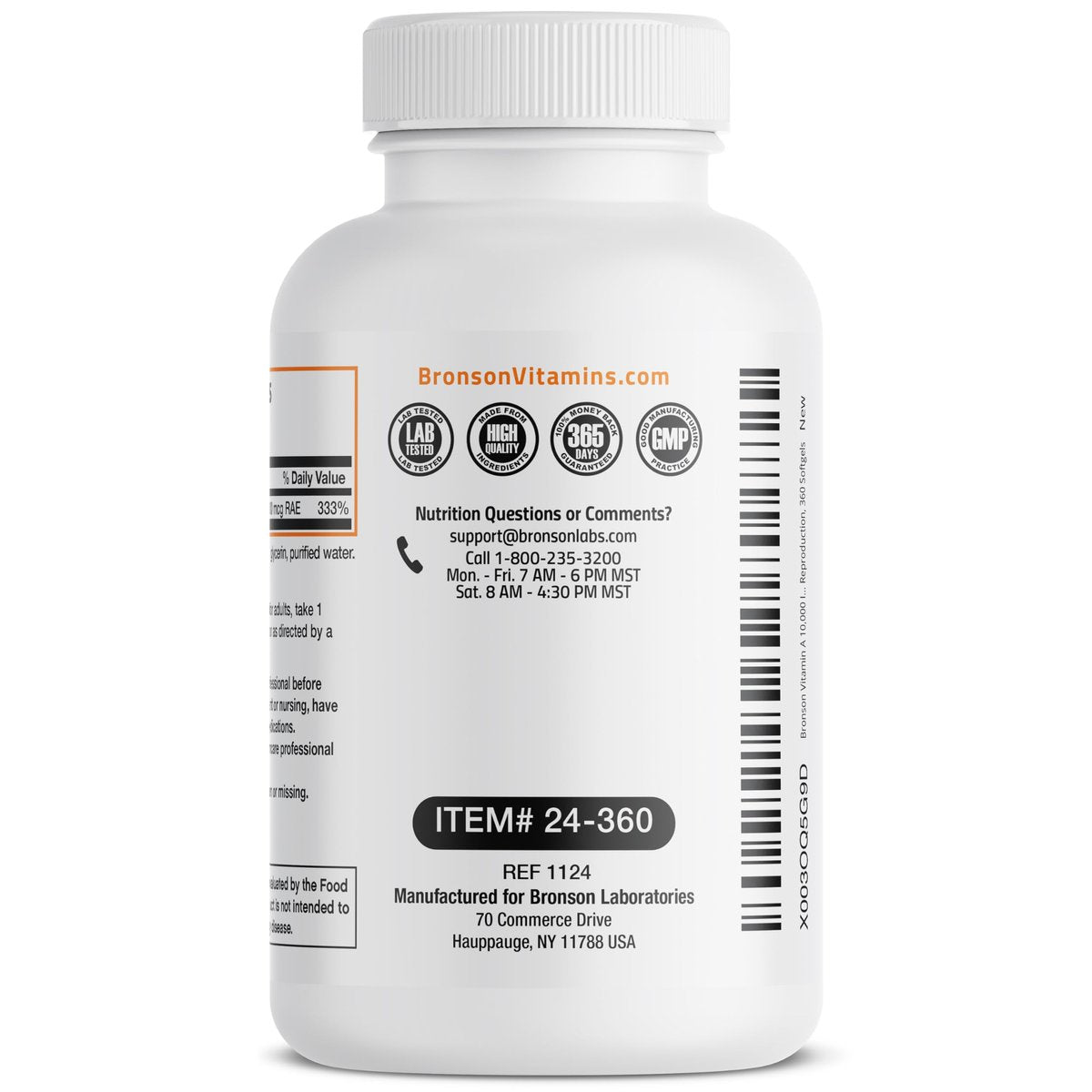 Bronson Vitamin A 10.000 IE – Hochdosiertes, nicht-GMO Nahrungsergänzungsmittel für Sehkraft, Immunsystem & Zellgesundheit, 360 Softgels