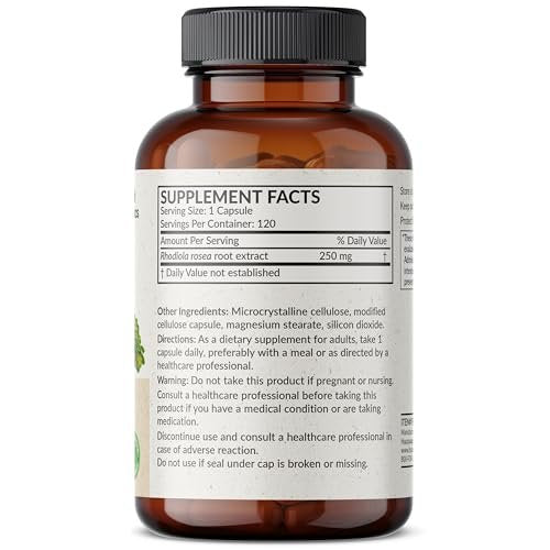 Futurebiotics Rhodiola Rosea Pulver – Adaptogenes Kraut, Vegetarische Kapseln, 120 Stück