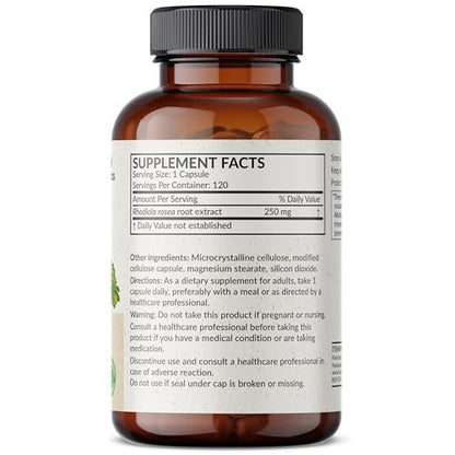 Futurebiotics Rhodiola Rosea Pulver – Adaptogenes Kraut, Vegetarische Kapseln, 120 Stück