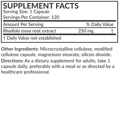 Futurebiotics Rhodiola Rosea Pulver – Adaptogenes Kraut, Vegetarische Kapseln, 120 Stück