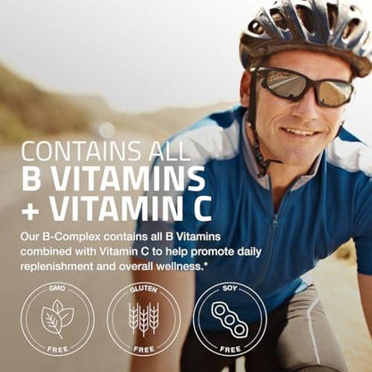 Bronson Vitamin B-Komplex mit Vitamin C – Immunsystem, Energie & Nervensystem – Non-GMO, 120 vegane Kapseln