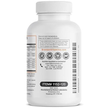 Bronson Vitamin B-Komplex mit Vitamin C – Immunsystem, Energie & Nervensystem – Non-GMO, 120 vegane Kapseln