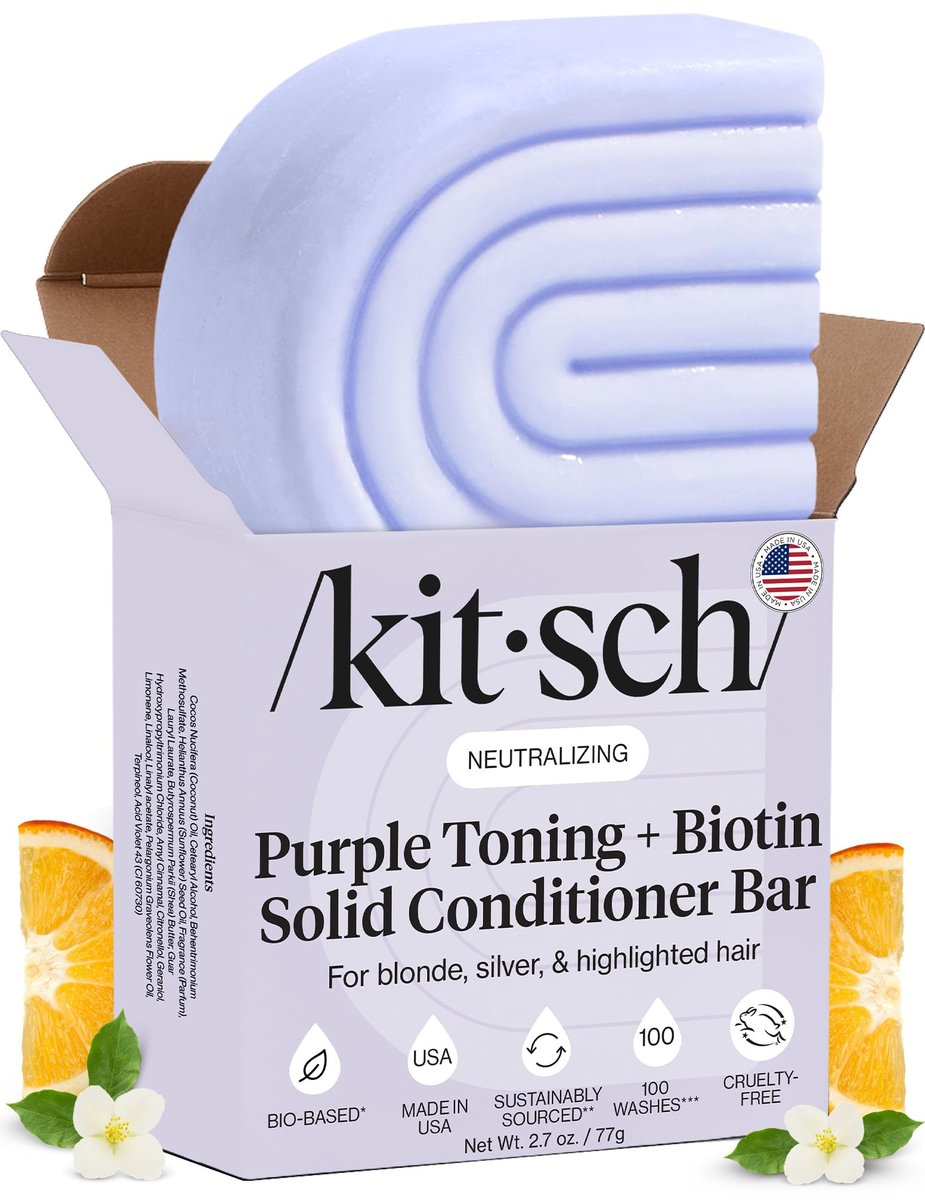 Kitsch Tönender Conditioner für Blondes & coloriertes Haar – Conditioner Bar mit Biotin für kräftigeres Haar & Neutralisierung von Gelbstich – Vegan, Silikon- & Sulfatfrei – 76 g