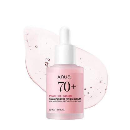 Anua Peach 70 Niacinamid Serum – Tägliches Glow-Serum für ebenmäßigen Teint & Glas-Haut-Effekt, mit Vitamin B12, leicht, feuchtigkeitsspendend, 30 ml
