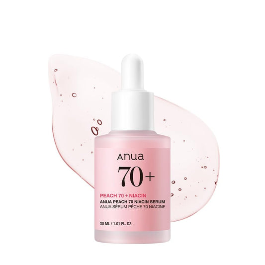 Anua Peach 70 Niacinamid Serum – Tägliches Glow-Serum für ebenmäßigen Teint & Glas-Haut-Effekt, mit Vitamin B12, leicht, feuchtigkeitsspendend, 30 ml