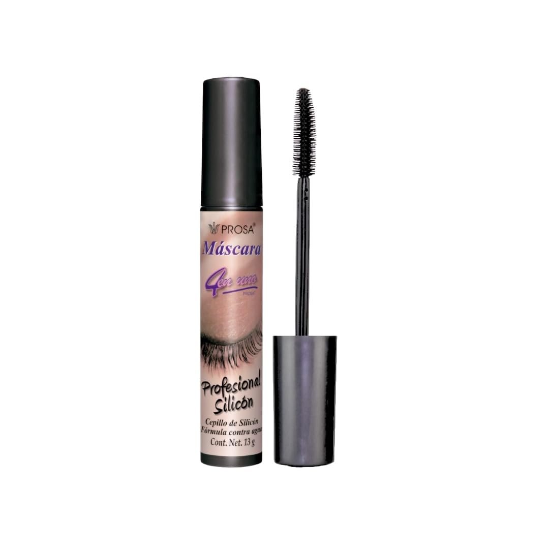 Prosa 4-in-1 Professionelle Silikonbürste Mascara – Wasserfeste Formel mit Mamey-Samen, Aloe Vera, Jojoba & Weizenkeimöl (13 g)