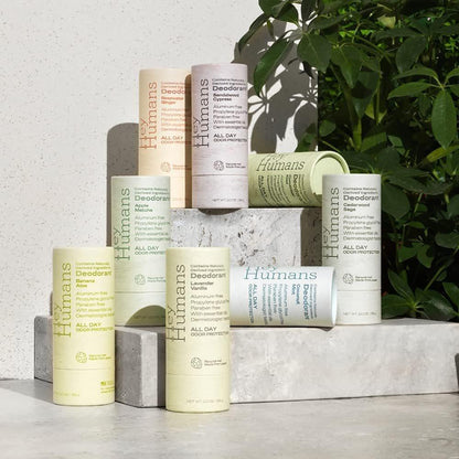 Hey Humans Deodorant, Aluminiumfrei, für Frauen und Männer, mit natürlich gewonnenen Inhaltsstoffen, 24h Geruchskontrolle, erfrischende ätherische Öle, Lavendel Vanille, 2er-Pack