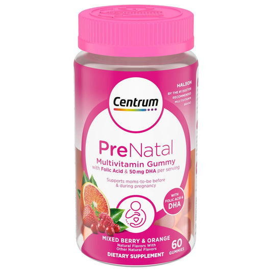Centrum Schwangerschafts-Vitamine Gummibärchen mit DHA und Folsäure, gemischte Beeren- und Orangengeschmack - 60 Stück, 30-Tage-Vorrat