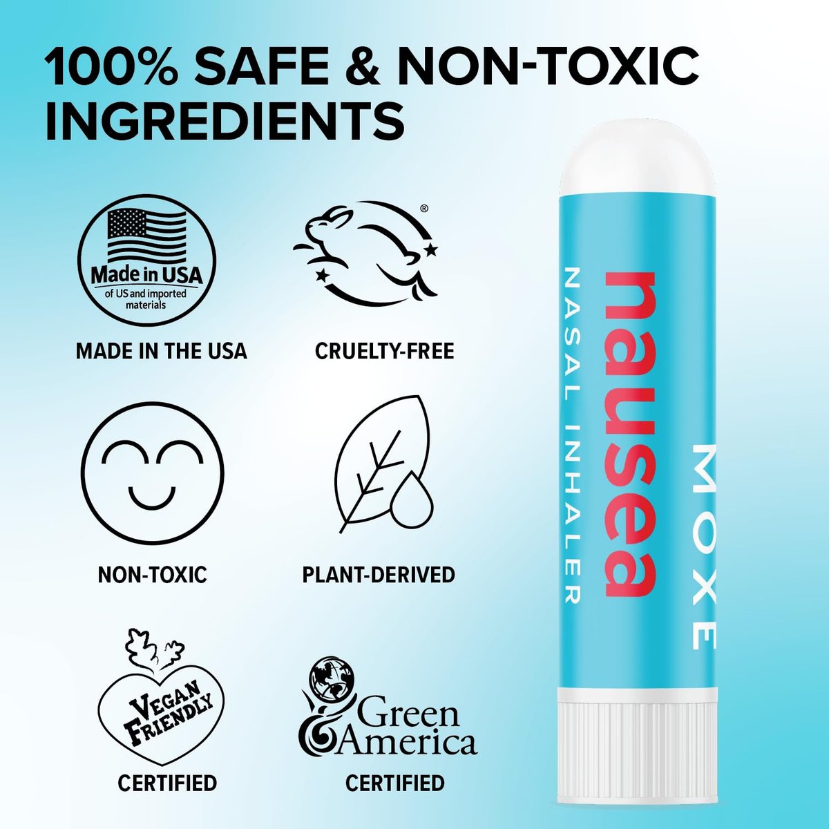 MOXE Übelkeit Naseninhalator-Stick, natürliche ätherische Ölmischung, Ingwer, Kardamom, Pfefferminze, süße Orange, Magenbeschwerden, Kopfschmerzen, tragbare Aromatherapie, hergestellt in USA, 1 Packung