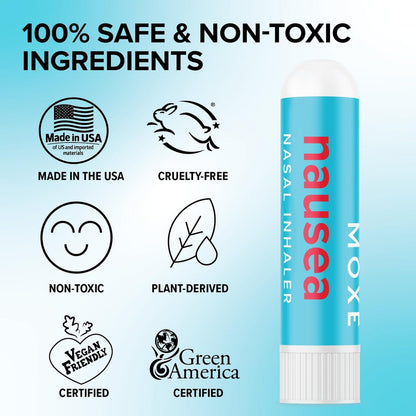 MOXE Übelkeit Naseninhalator-Stick, natürliche ätherische Ölmischung, Ingwer, Kardamom, Pfefferminze, süße Orange, Magenbeschwerden, Kopfschmerzen, tragbare Aromatherapie, hergestellt in USA, 1 Packung