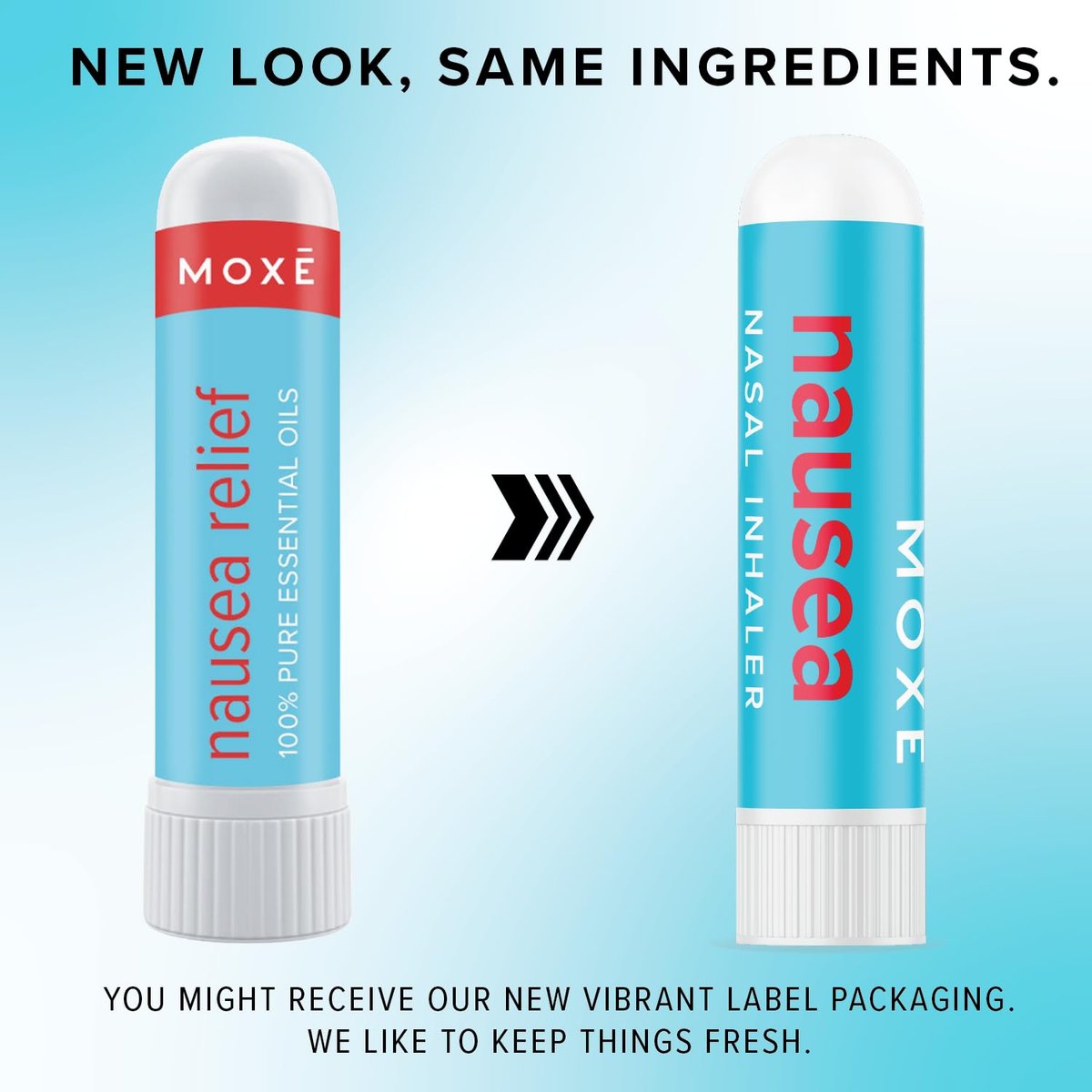 MOXE Übelkeit Naseninhalator-Stick, natürliche ätherische Ölmischung, Ingwer, Kardamom, Pfefferminze, süße Orange, Magenbeschwerden, Kopfschmerzen, tragbare Aromatherapie, hergestellt in USA, 1 Packung