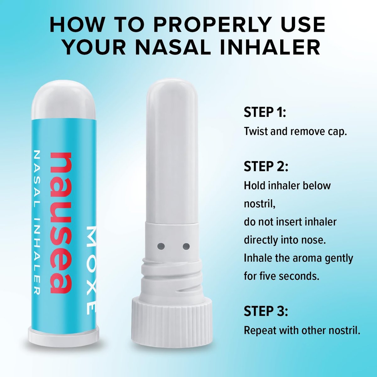 MOXE Übelkeit Naseninhalator-Stick, natürliche ätherische Ölmischung, Ingwer, Kardamom, Pfefferminze, süße Orange, Magenbeschwerden, Kopfschmerzen, tragbare Aromatherapie, hergestellt in USA, 1 Packung