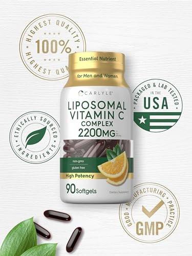 Carlyle Liposomales Vitamin C | 2200 mg | 90 Weichkapseln | Hochdosiertes Komplexpräparat | Non-GMO, Glutenfrei