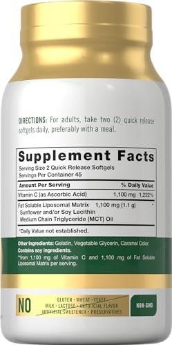 Carlyle Liposomales Vitamin C | 2200 mg | 90 Weichkapseln | Hochdosiertes Komplexpräparat | Non-GMO, Glutenfrei