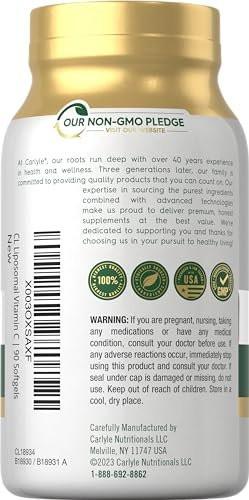 Carlyle Liposomales Vitamin C | 2200 mg | 90 Weichkapseln | Hochdosiertes Komplexpräparat | Non-GMO, Glutenfrei