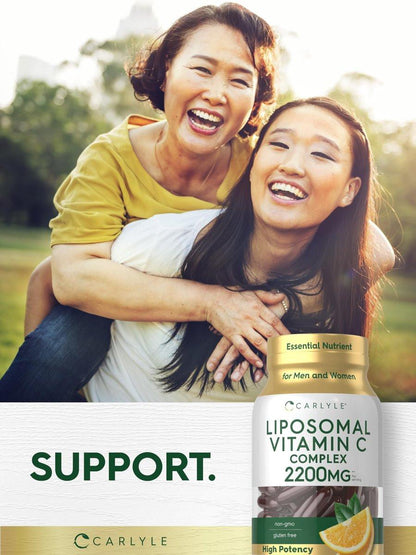 Carlyle Liposomales Vitamin C | 2200 mg | 90 Weichkapseln | Hochdosiertes Komplexpräparat | Non-GMO, Glutenfrei
