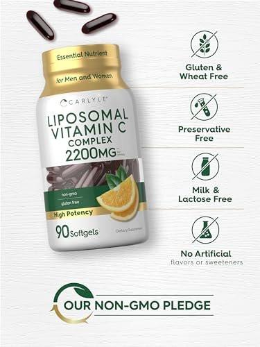 Carlyle Liposomales Vitamin C | 2200 mg | 90 Weichkapseln | Hochdosiertes Komplexpräparat | Non-GMO, Glutenfrei