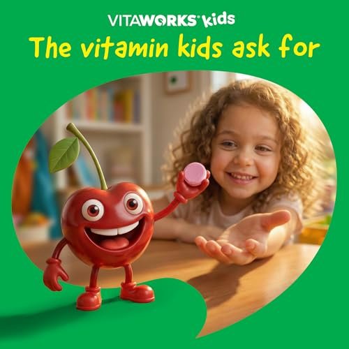 VitaWorks Kids Zink 15mg Kautabletten - Natürlicher Kirschgeschmack - Vegan, Vegetarisch, GVO-frei, Glutenfrei, Nussfrei - Nahrungsergänzungsmittel für die Immununterstützung - für Kinder - 120 Kautabletten