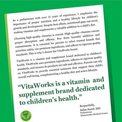 VitaWorks Kinder Immununterstützung Kautabletten mit Holunderbeere, Vitamin C und Zink, gemischter Beerengeschmack, vegane Nahrungsergänzung, glutenfrei, nicht-GVO, 120 Kautabletten