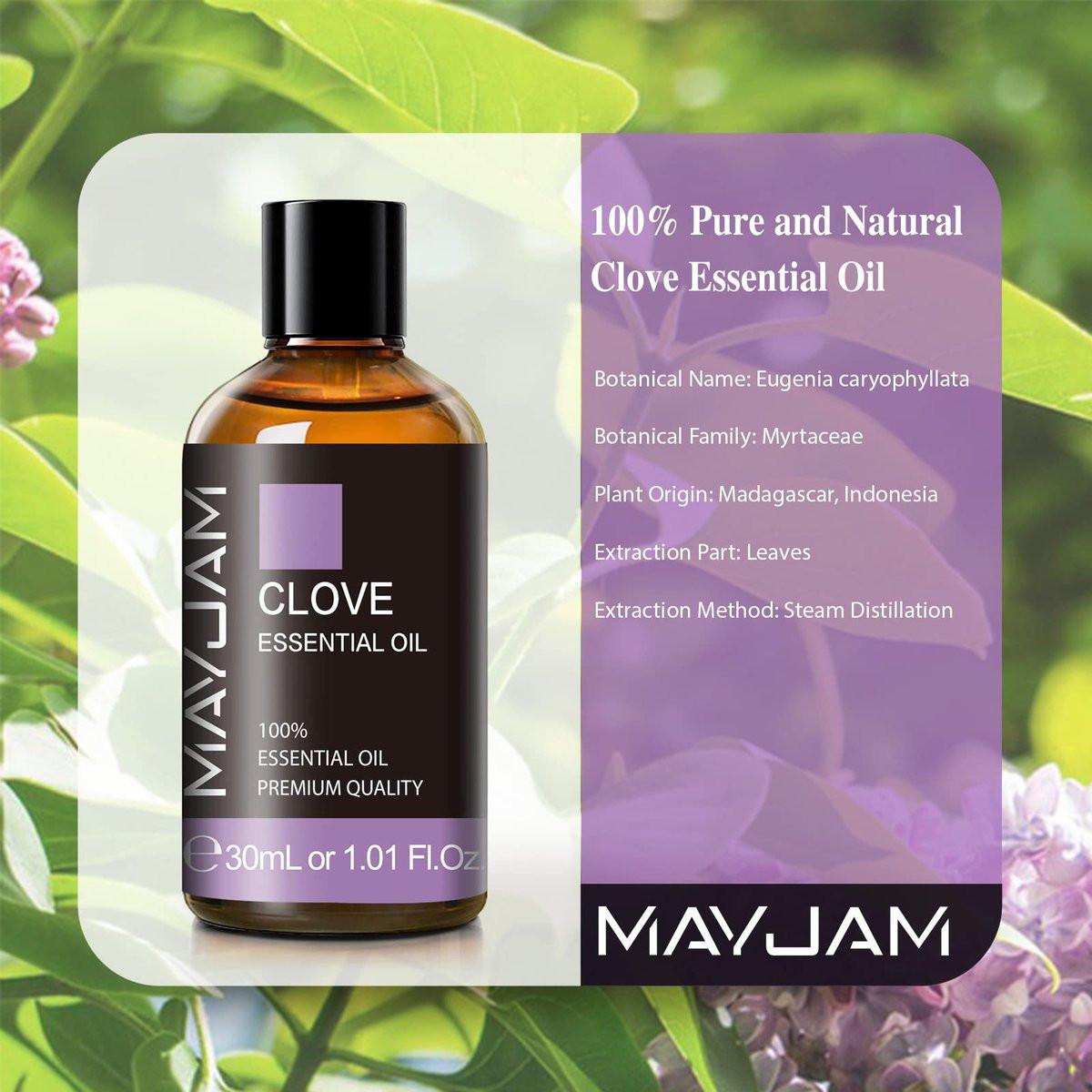 MAYJAM Nelkenöl, 30 ml reines ätherisches Öl für Aromatherapie-Diffuser, ideal für DIY-Kerzen- und Seifenherstellung