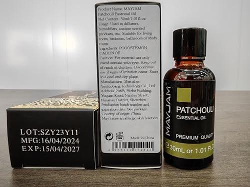 Patchouli ätherisches Öl, MAYJAM 100 ml - Für Aromatherapie-Diffuser, Yoga, Massage, Bad und Hautpflege