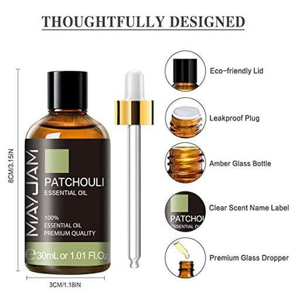 MAYJAM Patchouli-Öl 30 ml – 100% reines ätherisches Öl für Diffuser, Yoga, Massage & Bad