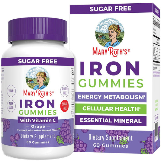 MaryRuth's Eisen Gummis für 14+ mit Vitamin C für die Aufnahme | Zuckerfrei | Eisenpräparat als Gummy + Vitamin C | Energiestoffwechsel | Zellgesundheit | Immununterstützung | Vegan | Ohne Gentechnik | 60 Stück