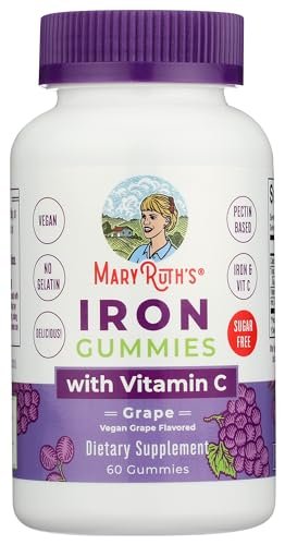 MaryRuth's Eisen Gummis für 14+ mit Vitamin C für die Aufnahme | Zuckerfrei | Eisenpräparat als Gummy + Vitamin C | Energiestoffwechsel | Zellgesundheit | Immununterstützung | Vegan | Ohne Gentechnik | 60 Stück